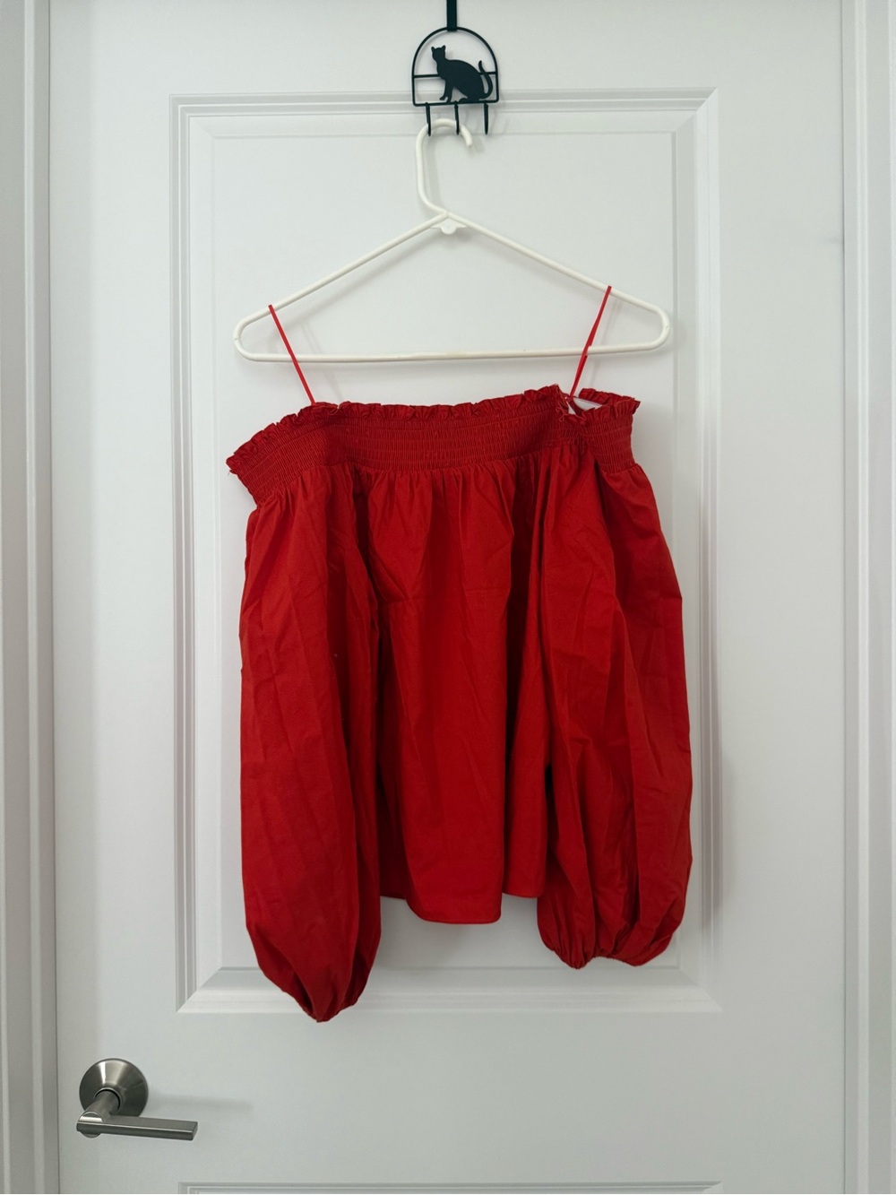Express Red Off-Shoulder Ruffle Top - Picture 4 of 5